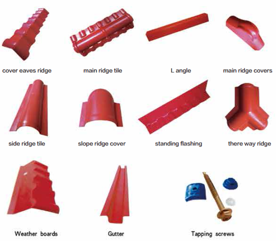 Residential House Orange Plastic UPVC Roof Tile